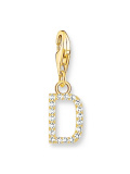 Thomas Sabo Charm-Anhänger Buchstabe D mit weißen Steinen vergoldet